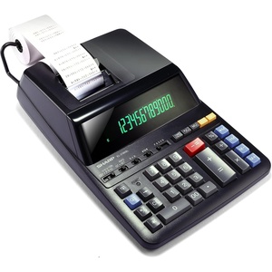 image:imageSharp 12Digit Print Calculator Desktop Size Adding Machine Perfect for Everyday Use and Office Bright Large EasytoRead Numbers on Both the Display and the TwoColorPrinted Tape EL2196BL